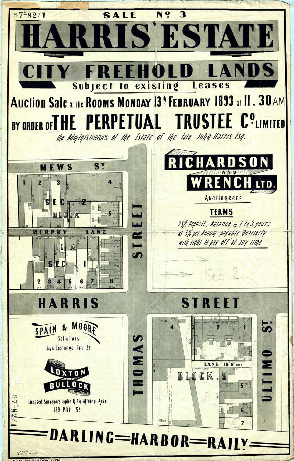 Auction Notice   Harris Estate Ultimo,    City of Sydney Archives