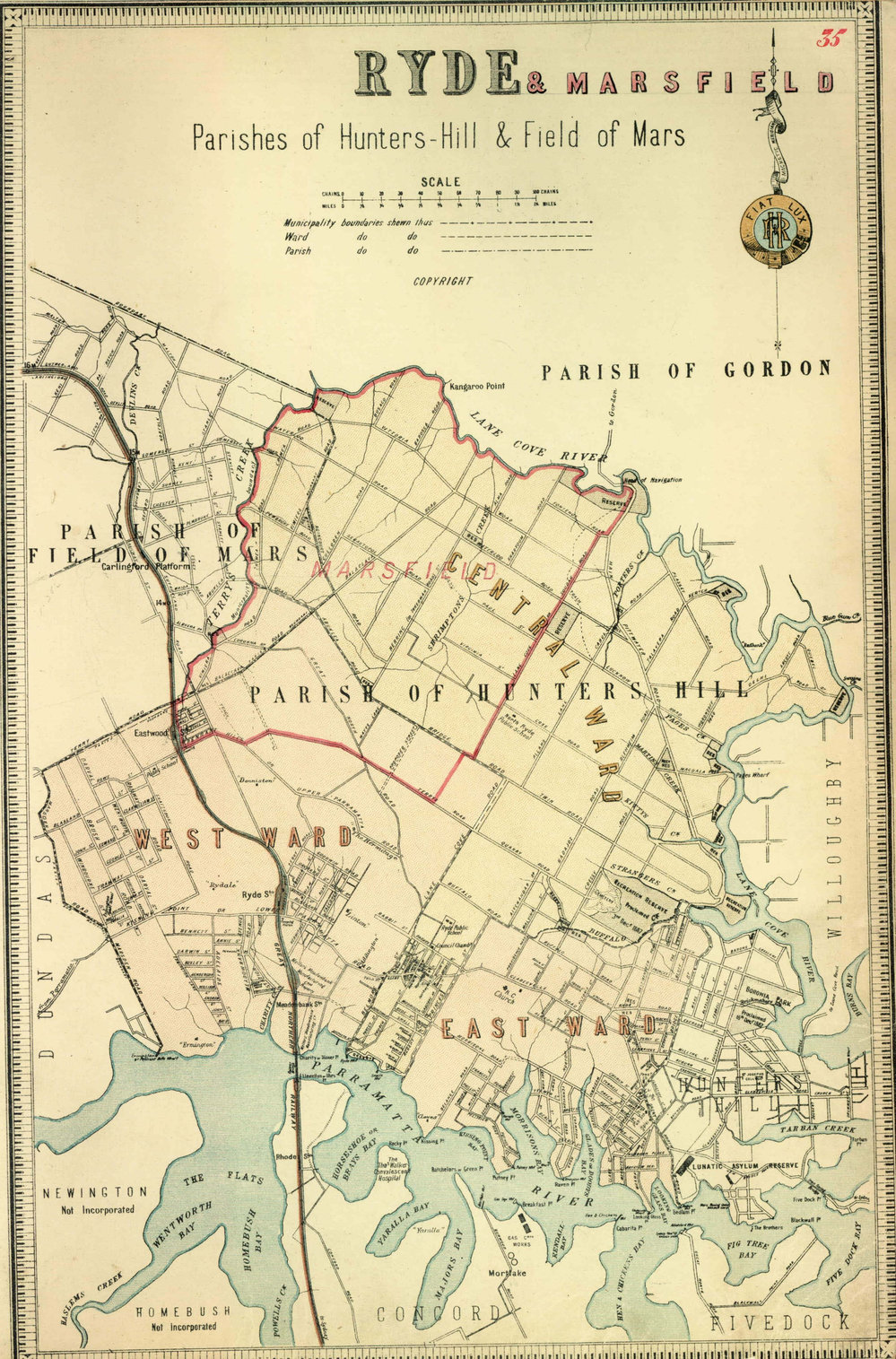Map Of Ryde Nsw Ryde And Marsfield. Parishes Of Hunters Hill And Field Of Mars. | City Of  Sydney Archives