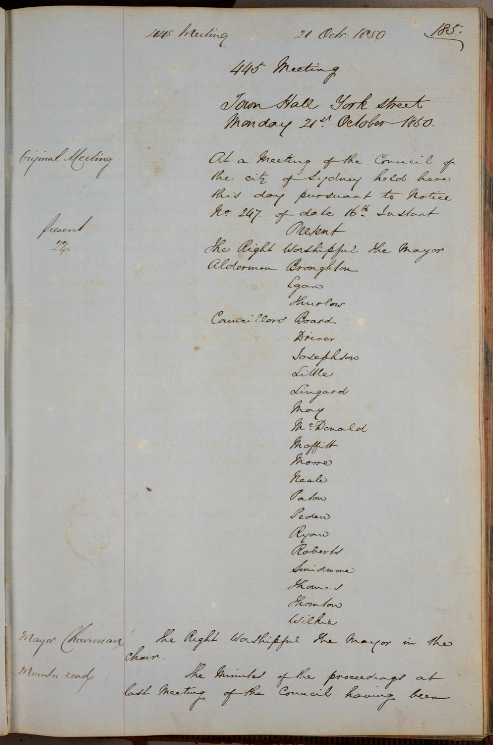 Minutes of Council - Meeting No. 0445, 21 Oct 1850 [Municipal Council ...