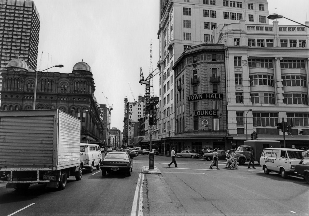 Streetscape, corner George, Druitt and Park Streets Sydney, circa 1970 ...