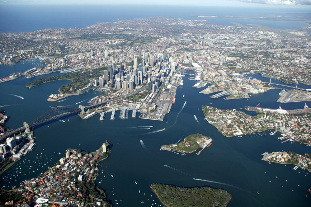 Aerial view of Sydney CBD and Sydney Harbour, 2003 | City ...