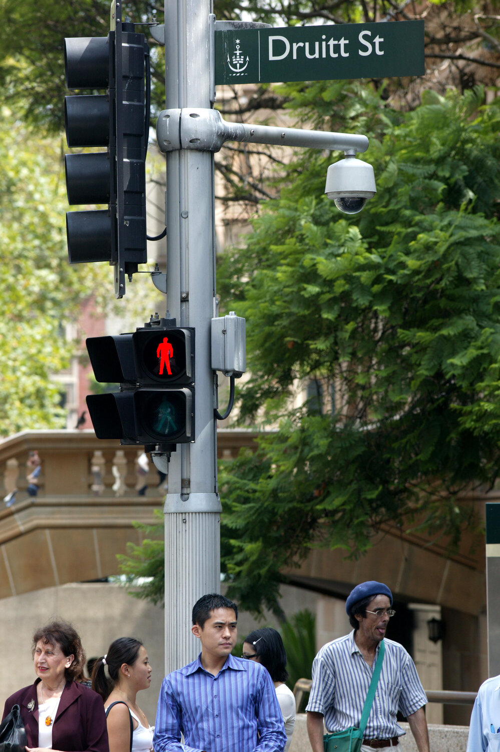 View showing traffic lights and pedestrian cameras george street