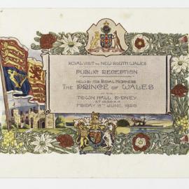 Ephemera - Public reception held by the Prince of Wales at Sydney Town Hall, 1920 