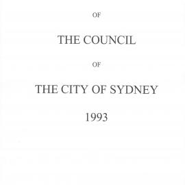 Proceedings of the City of Sydney, 1993