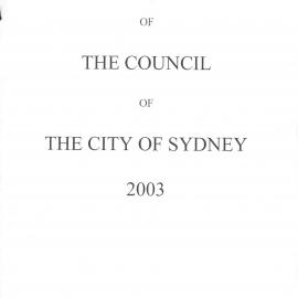 Proceedings of the City of Sydney, 2003 - Vol 1 (Feb-Aug)