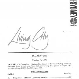 Proceedings of the City of Sydney, 2003 - Vol 2 (Aug-Dec)