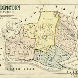 Map - Paddington. Parish of Alexandria. Lithographed and published by Higinbotham and Robinson, circa 1885