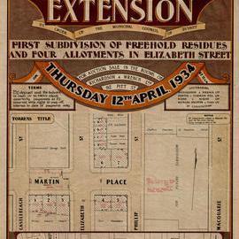 Auction Notice - Martin Place Extension, first subdivision of freehold residues, 1934
