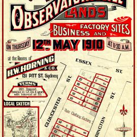 Observatory Hill lands, business and factory sites, 1910