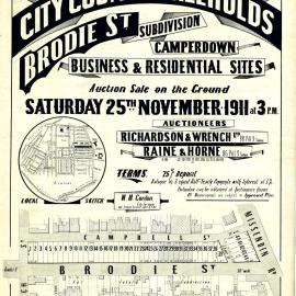 Auction Notice - Brodie Street subdivision Camperdown, 1911
