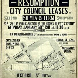 Oxford Street resumption - area between Oxford, Riley, Norman Streets, 1911