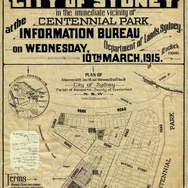 Auction Notice - Crown lands in the vicinity of Centennial Park, 1915