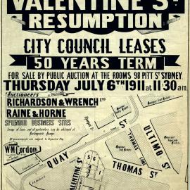 Plan - Valentine Street resumption, Haymarket, 1911