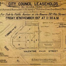 Plan - City Council leaseholds, Valentine, Quay and Thomas Streets, Haymarket, 1917