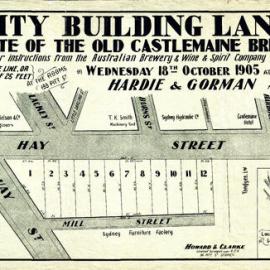 Plan - Castlemaine Brewery site, Hay, Quay and Mill Streets Haymarket, 1905