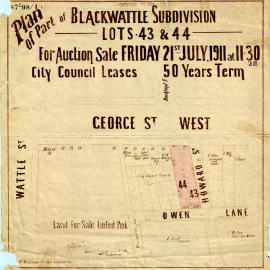 Blackwattle subdivision lots 43 and 44 [Howard Street and Owen Lane]