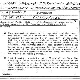 City Engineer's Cards: Goulburn Street Parking Station - Replacement of facade panels