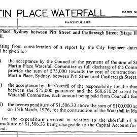 City Engineer's Cards: Martin Place Waterfall