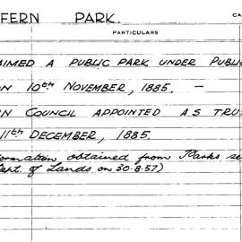 City Engineer's Cards - Redfern Park, no date