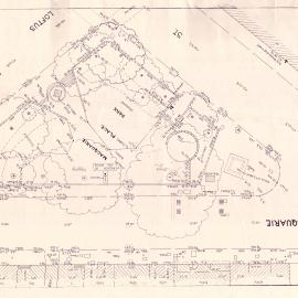 Plan - Existing layout including spot levels, Macquarie Place Park, 1976