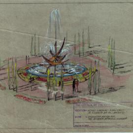 Suggested design for El Alamein Memorial Fountain, Fitzroy Gardens Kings Cross, 1958 