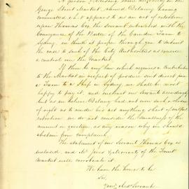 Letter - Claim of act of extortion by Clerk of the George Street Market, 1846