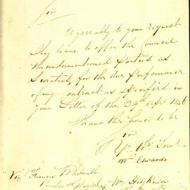 Letter: William Edwards informs the Council that Francis Whitworth, Painter & Glazier, 582 Lower 