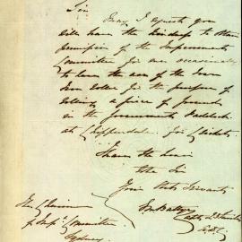 Letter - Request permission for cricket in government paddock, Chippendale 1848