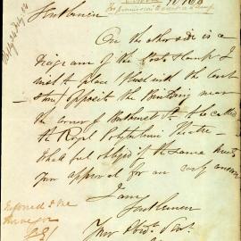 Letter: E Norrie applying to erect lamp and posts, with sketch, opposite the building near the 
