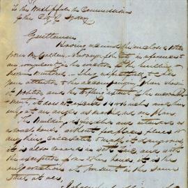 Letter - Complaint from Anthony Hordern regarding breach of Building Act, George St Haymarket, 1854 