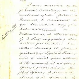 Letter - Medical Advisor Arthur Annesley West on removal of infected waste, 1883 