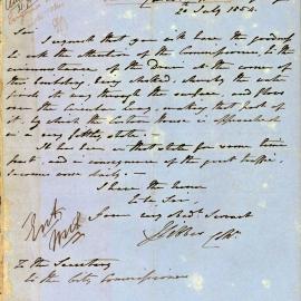 Memorandum - Collector of Customs requesting solution to drainage problem at Customs House, 1854