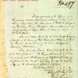 Letter: George King, 10 O'Connell St. reports to Town Clerk that he has sold his house and offices 
