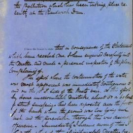 Memorandum: Sydney Water Works, Engineer's Office, re pollution taking place at Randwick Dam. Includes an 