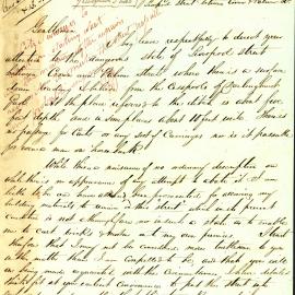 Letter - Complaint regarding the dangerous state of Liverpool Street between Crown Street and Palmer Street Darlinghurst, 1854
