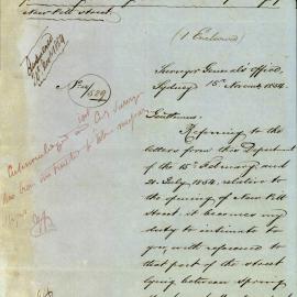 Letter - The Surveyor General forwards tracings relating to the opening of New Pitt Street, 1854