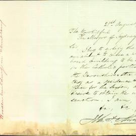 Letter - Request to erect building in Catholic portion, Devonshire Street Cemetery, 1882