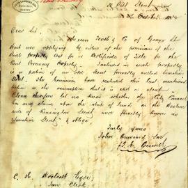 Letter - From John Dawson & Son, Application for Certificate of Title for Kent Brewery for Tooth & Co, 1882