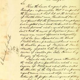 Memorandum - State of reclaimed land on Blackwattle Swamp, 1882