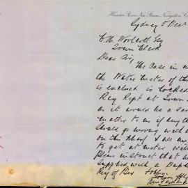 Letter: Hunter River New Steam Navigation Co requested a dulpicate key for their water meter box.
