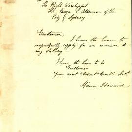 Memorandum: Hiram Howard applied to the Council for an increase in wages.