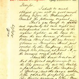 Letter: The Commercial Building & Investment Co requested the TC to cause a light to be erected in 