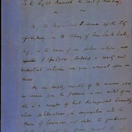 Letter - Draft statement to Earl of Rosebery during Federation discussions, circa 1883