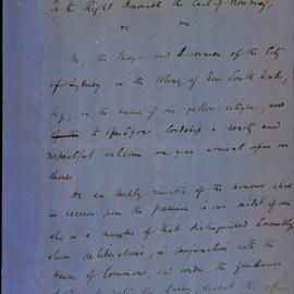 Letter - Draft statement to Earl of Rosebery during Federation discussions, circa 1883