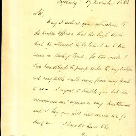 Letter: J S Mitchell, Darling Point, requesting increased water pressure to Darling Point as he 