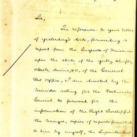 Letter - S. Lampton, General Post Office Sydney, refuting the report of dirty premises, 1884 