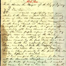 Letter: Joseph. W. Oakman, 34 Clarence St. Complaint concerning the stench from an open and direct 