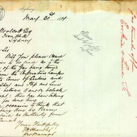 Letter: Newcastle Steamship Co., to C H Woolcott, Town Clerk. Request for enquiries to be made 