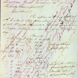 Letter: Doulton & Co, Macquarie Place. Itemising for the Commissioners the glazed stoneware bends, 
