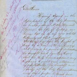 Letter - R Heath petitions for allowance as he lost an eye breaking stones at Barrack Square, 1856